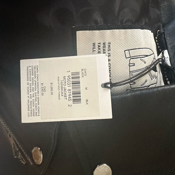Coach Black Moto Zipper Biker Jacket Leather - Picture 12 of 16